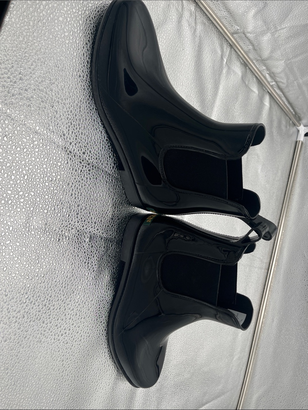 Lauren Ralph Lauren Black Patent Chelsea Rain Ankle Boots